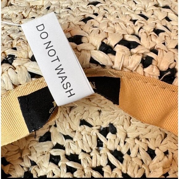 NWT Magid Hats Black & Neutral Straw Crochet Wide Brim Sun Summer Floppy Hat - Picture 8 of 12